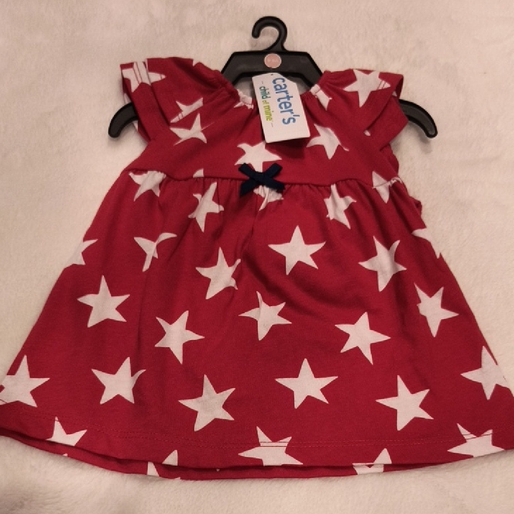 Carter's Red Dress with White Stars Summer Americana